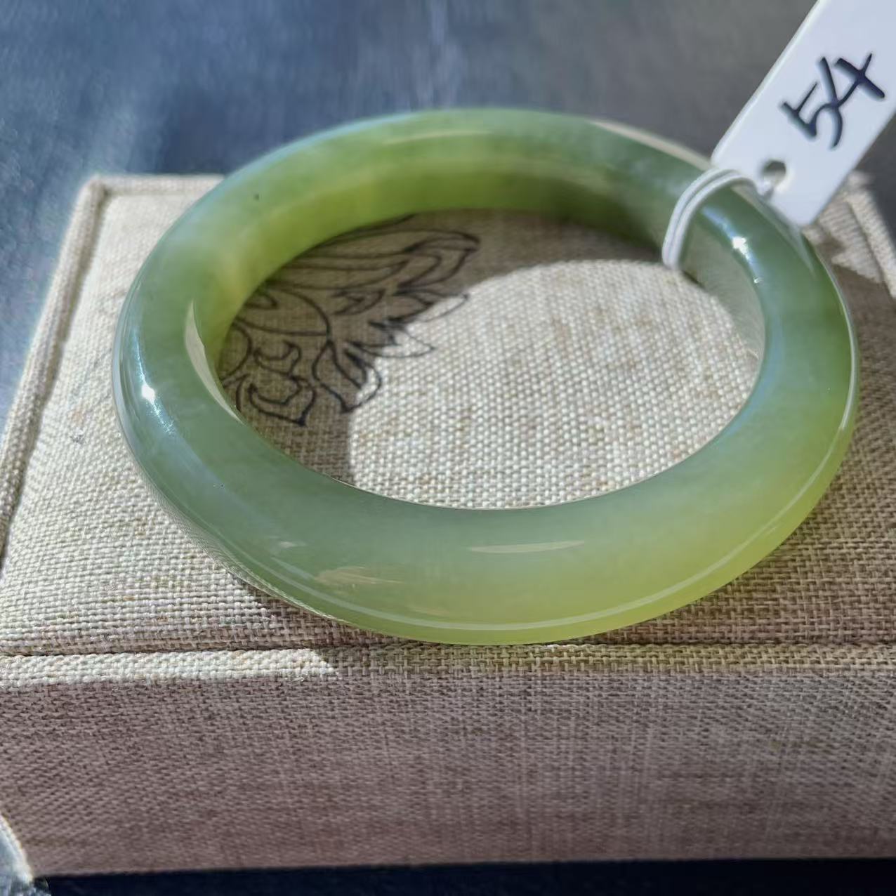 Certified Natural Green Jade Bangle , Iced Lake Green Nephrite Jade Bangle , 54mm Size Jade Bangle Bracelet