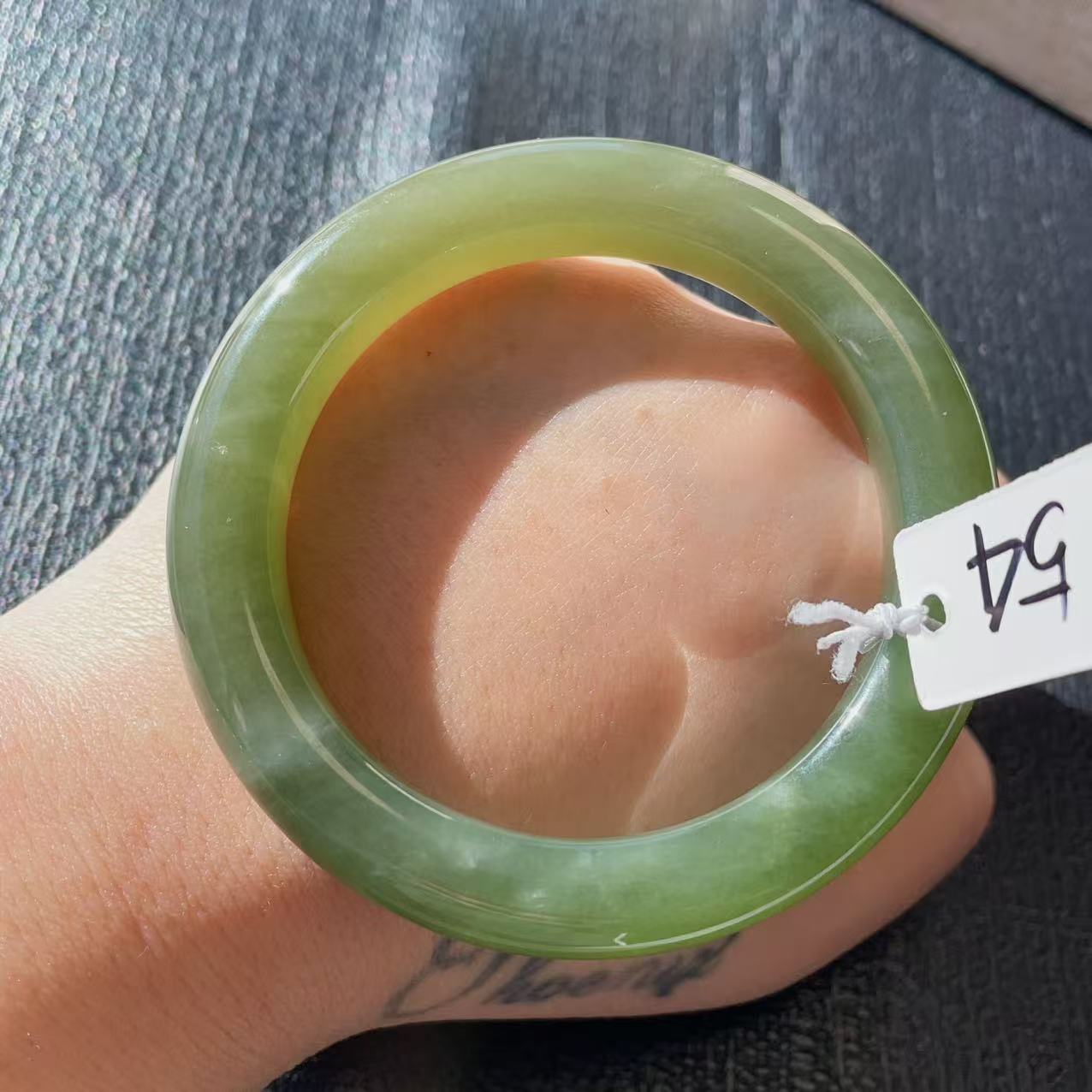 Certified Natural Green Jade Bangle , Iced Lake Green Nephrite Jade Bangle , 54mm Size Jade Bangle Bracelet