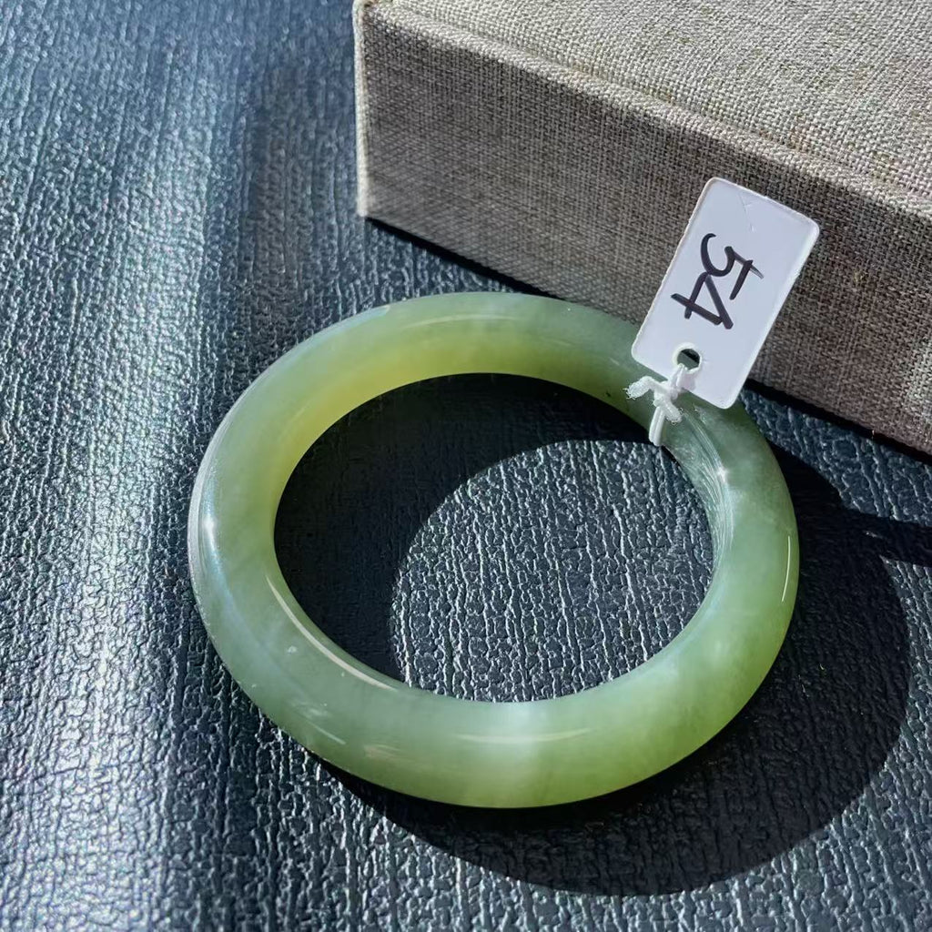 Certified Natural Green Jade Bangle , Iced Lake Green Nephrite Jade Bangle , 54mm Size Jade Bangle Bracelet