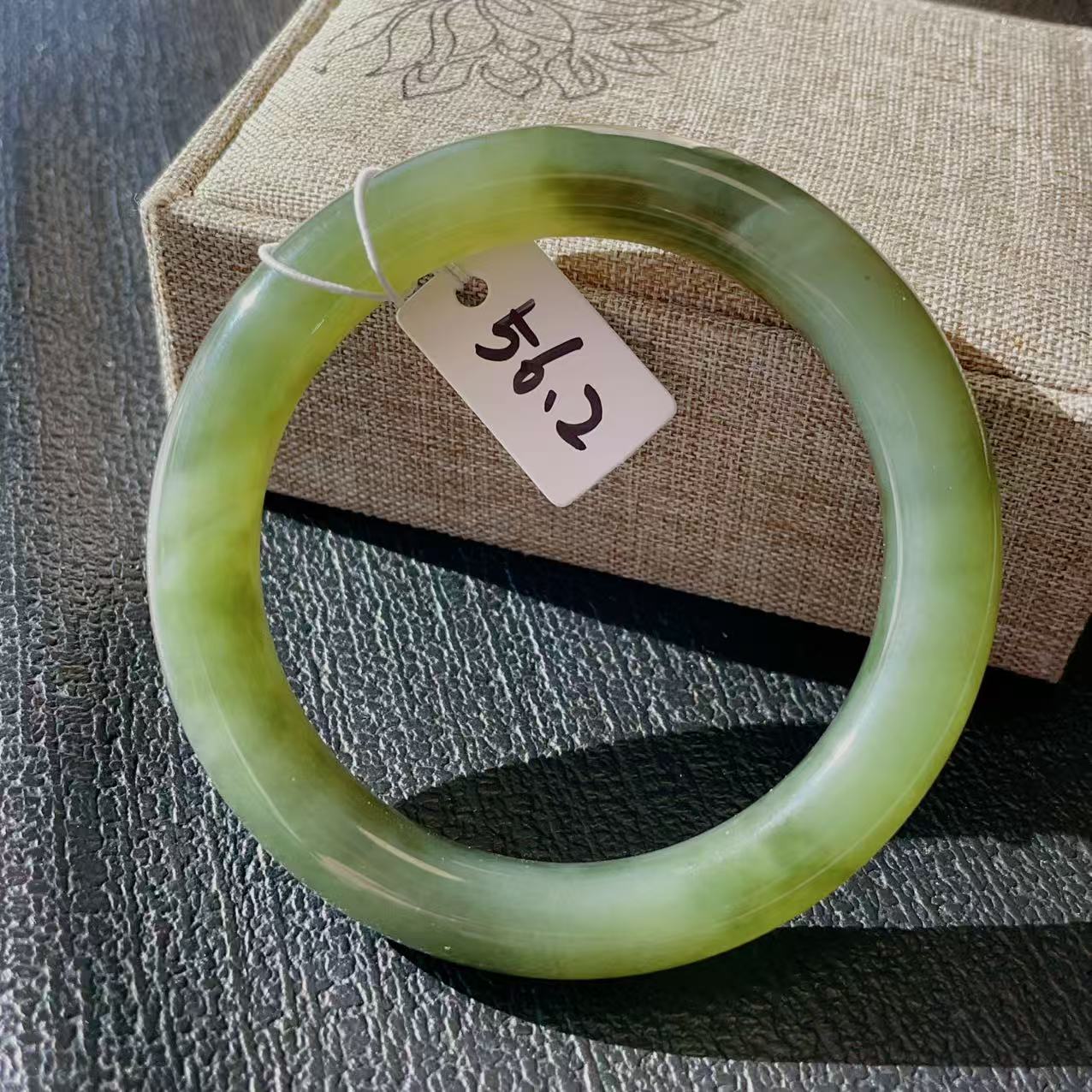 Certified Natural Green Jade Bangle , Iced Lake Green Nephrite Jade Bangle , 56.2mm Size Jade Bangle Bracelet
