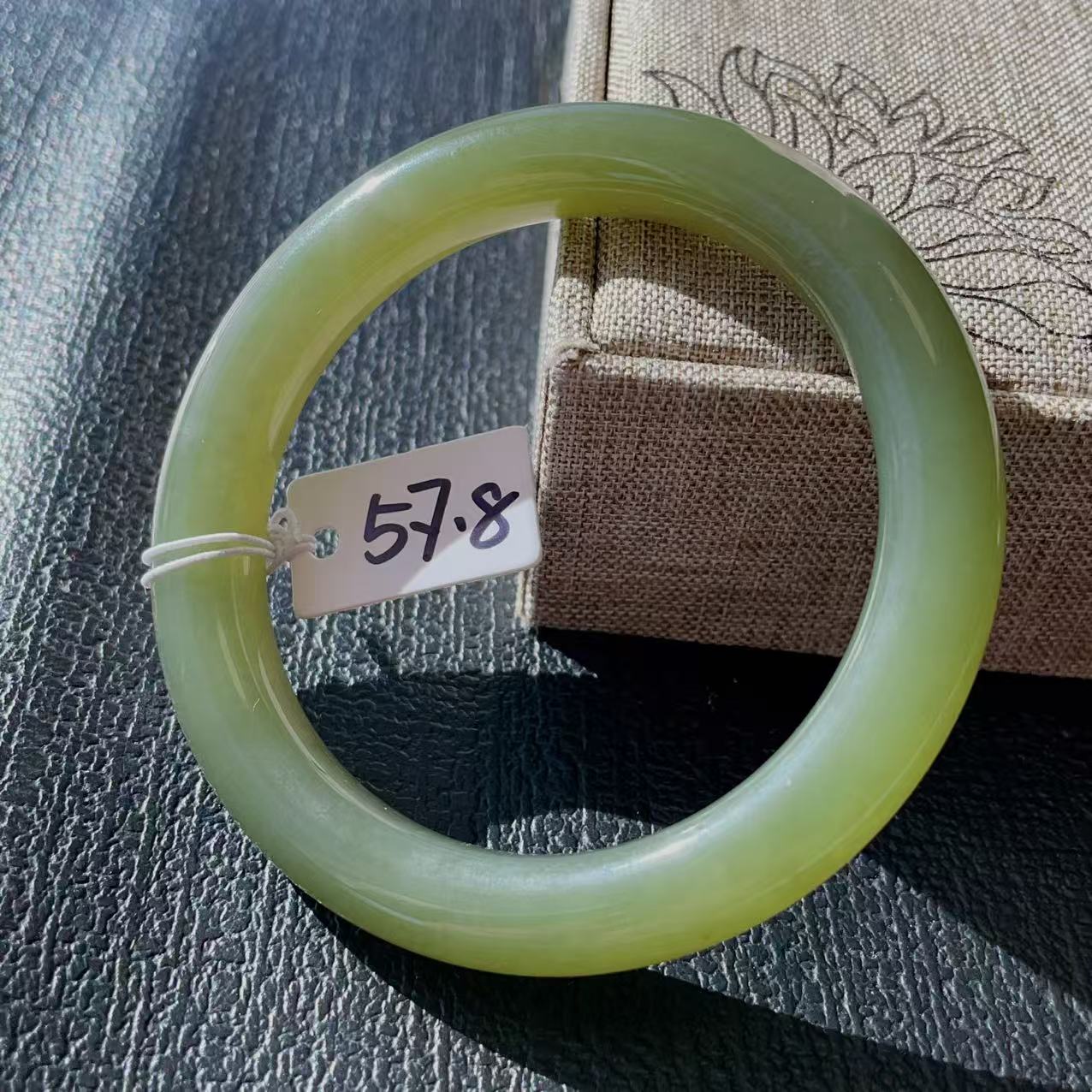 Certified Natural Green Jade Bangle , Iced Lake Green Nephrite Jade Bangle , 57.8mm Size Jade Bangle Bracelet