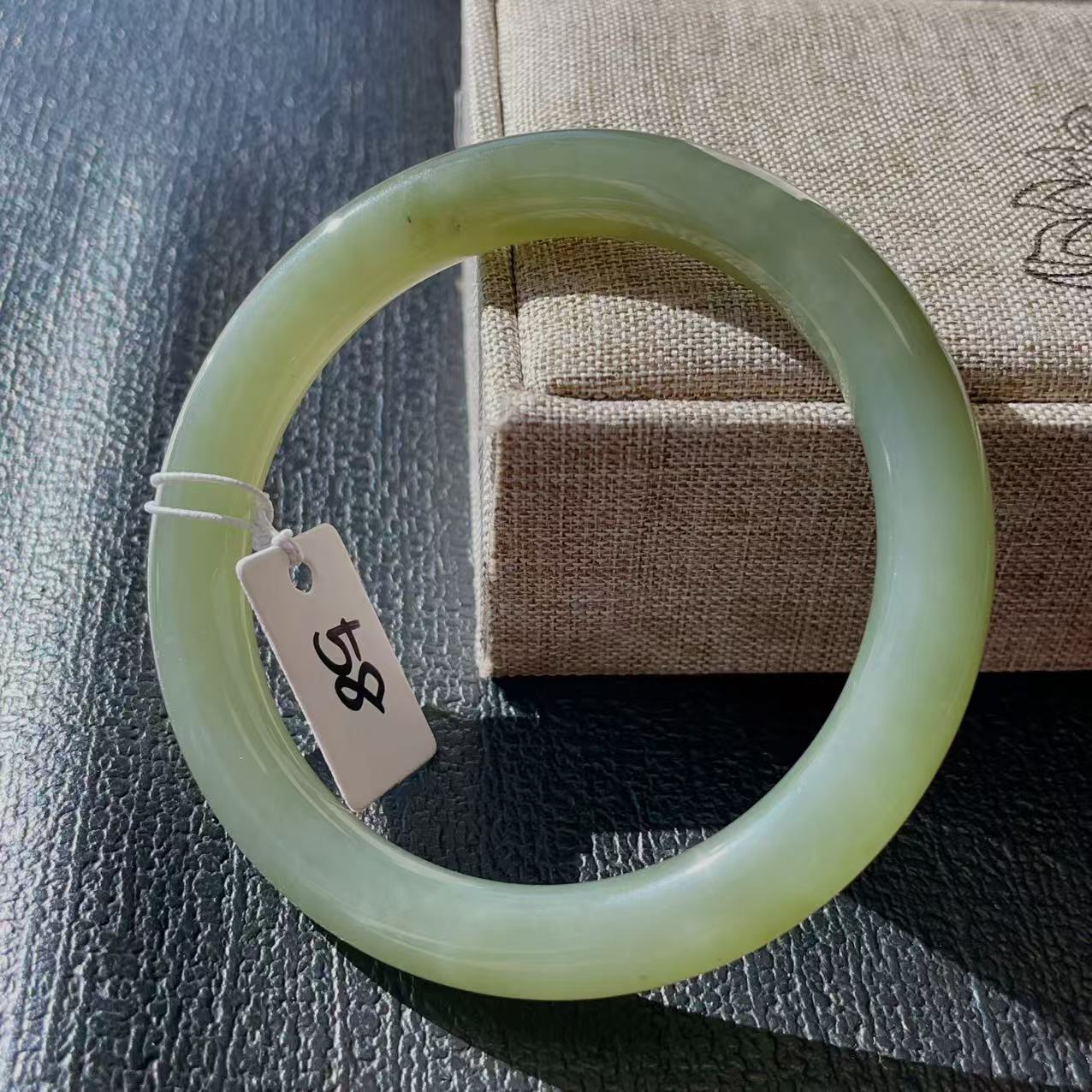 Certified Natural Green Jade Bangle , Iced Lake Green Nephrite Jade Bangle , 58mm Size Jade Bangle Bracelet