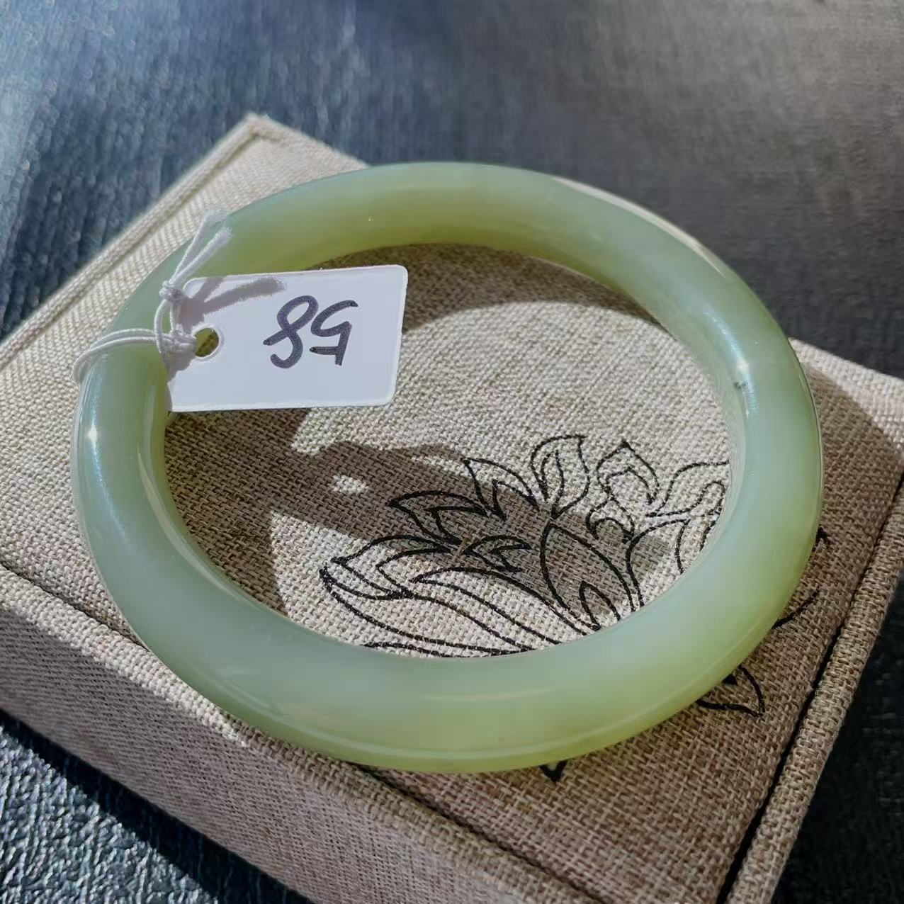 Certified Natural Green Jade Bangle , Iced Lake Green Nephrite Jade Bangle , 58mm Size Jade Bangle Bracelet