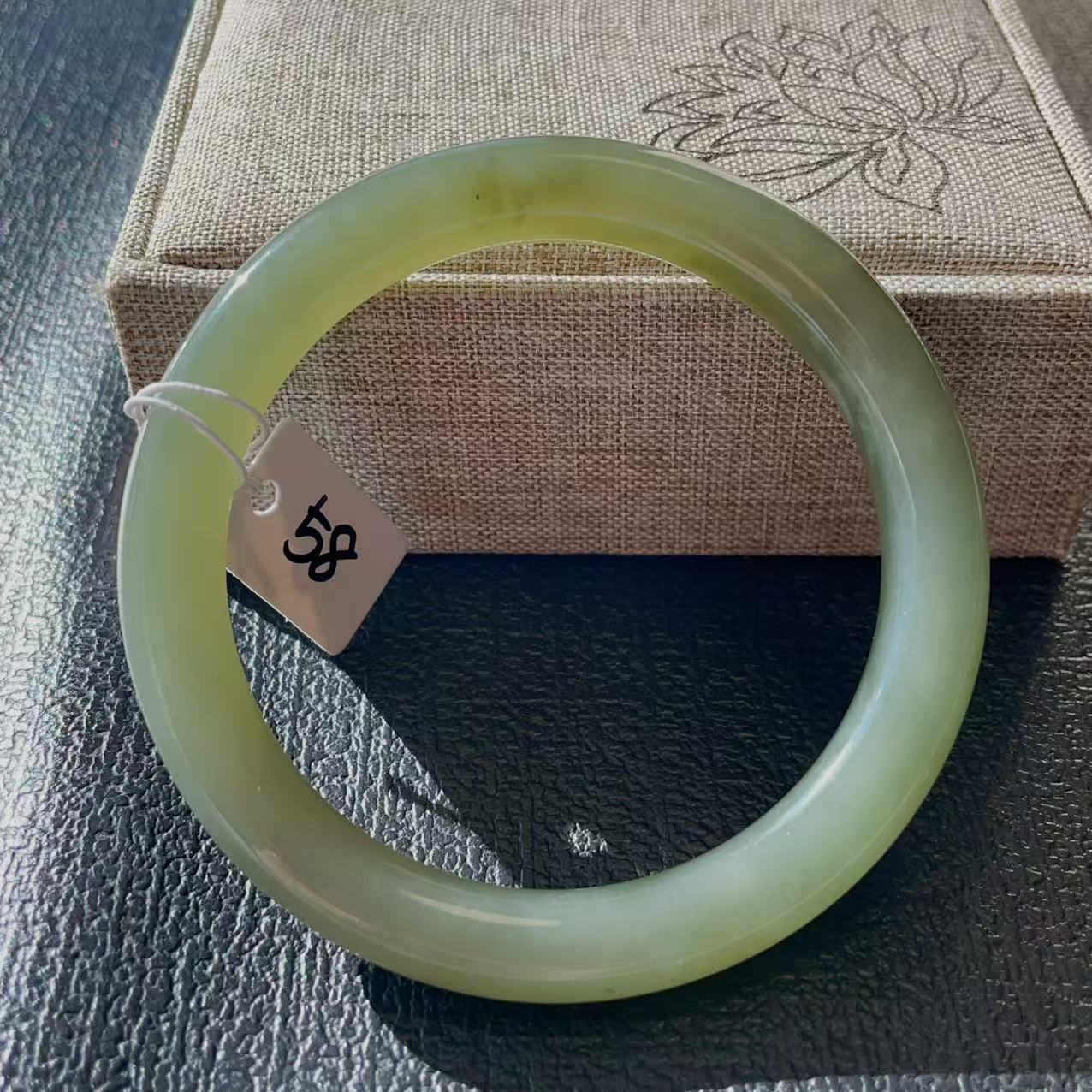 Certified Natural Green Jade Bangle , Iced Lake Green Nephrite Jade Bangle , 58mm Size Jade Bangle Bracelet