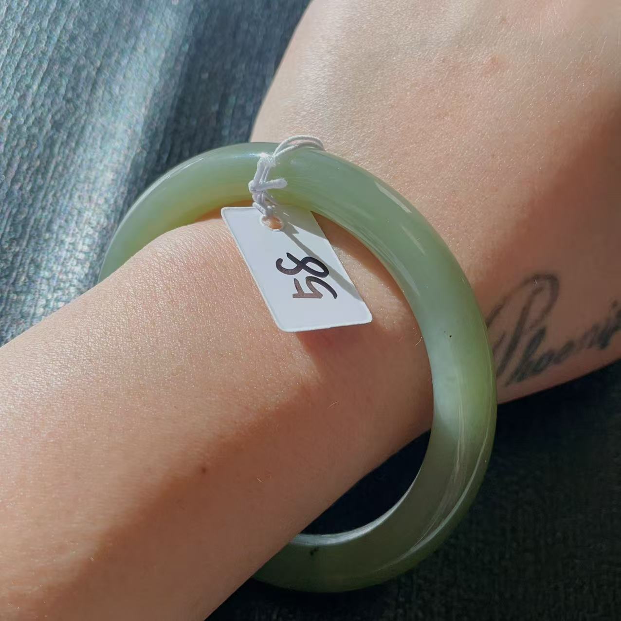 Certified Natural Green Jade Bangle , Iced Lake Green Nephrite Jade Bangle , 58mm Size Jade Bangle Bracelet