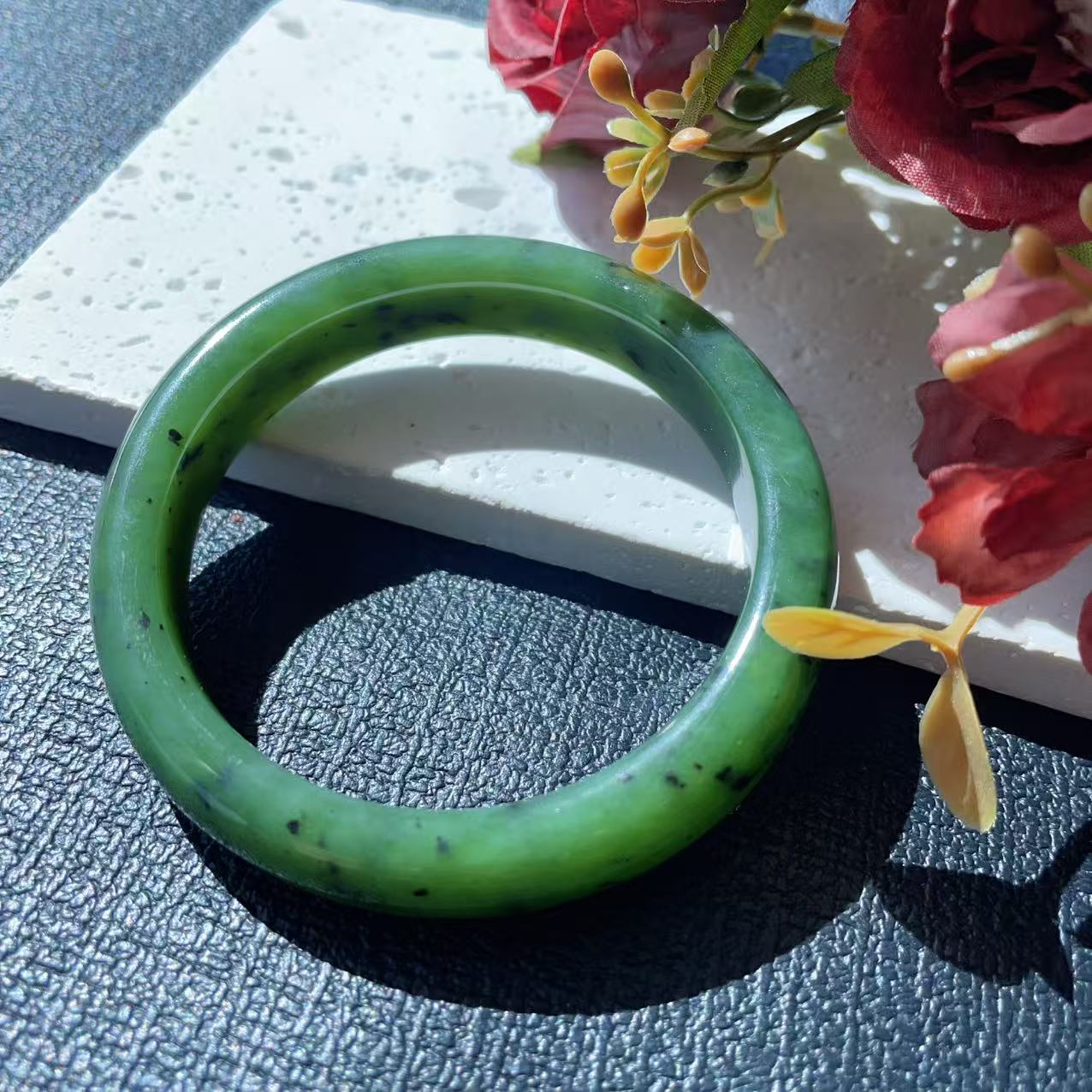 DEAL! Certified Natural Nephrite Jade Bangle Bracelet ,Rich Green Jade Bangle, Minor Flaws Size 57-58mm,  Jade Bracelet, Gift for Her