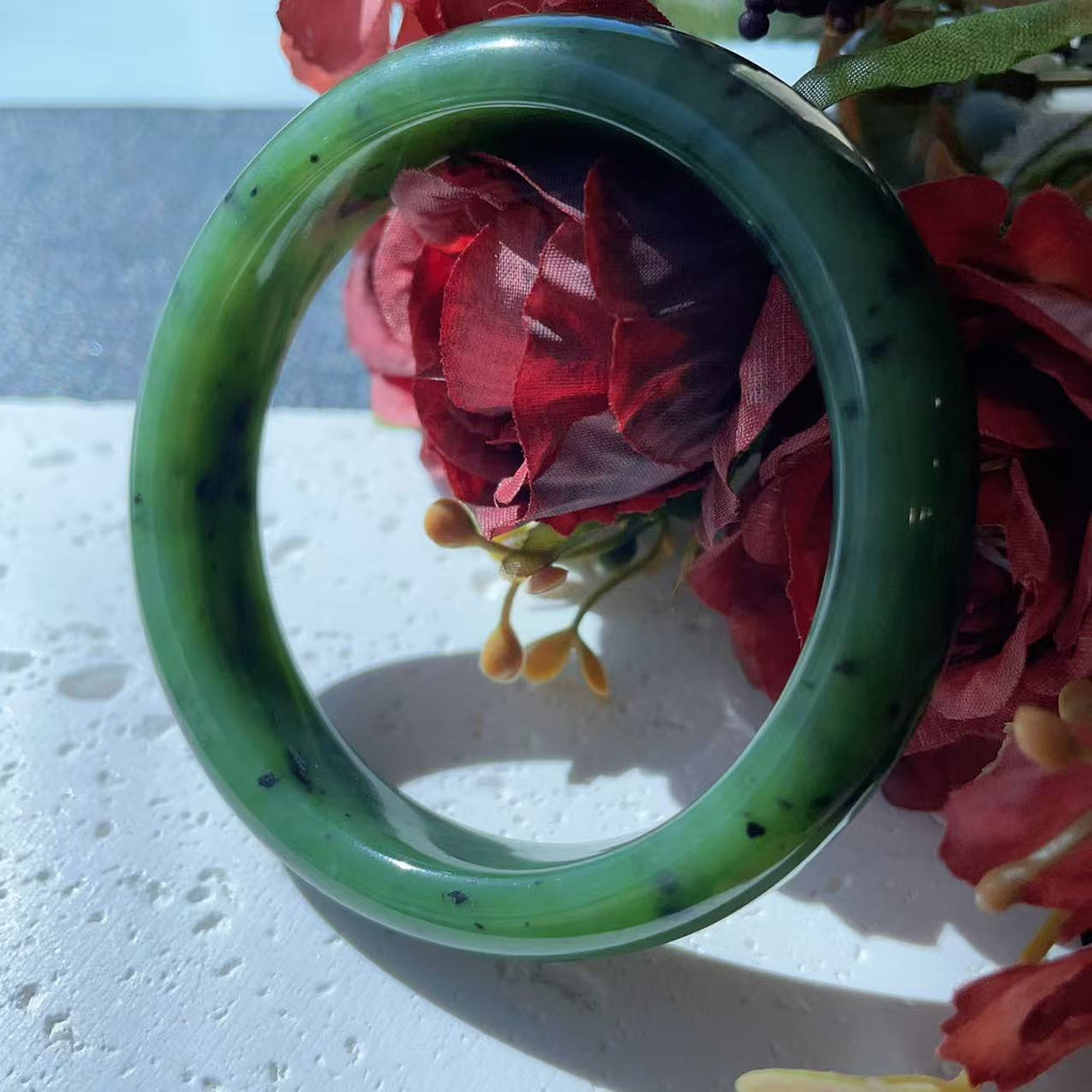 DEAL! Certified Natural Nephrite Jade Bangle Bracelet ,Rich Green Jade Bangle, Minor Flaws Size 57-58mm,  Jade Bracelet, Gift for Her