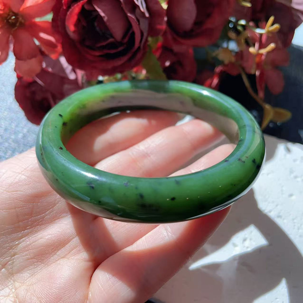 DEAL! Certified Natural Nephrite Jade Bangle Bracelet ,Rich Green Jade Bangle, Minor Flaws Size 57-58mm,  Jade Bracelet, Gift for Her