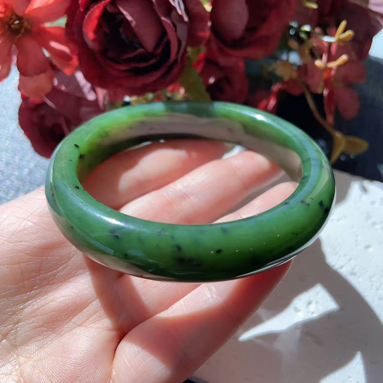 DEAL! Certified Natural Nephrite Jade Bangle Bracelet ,Rich Green Jade Bangle, Minor Flaws Size 57-58mm,  Jade Bracelet, Gift for Her