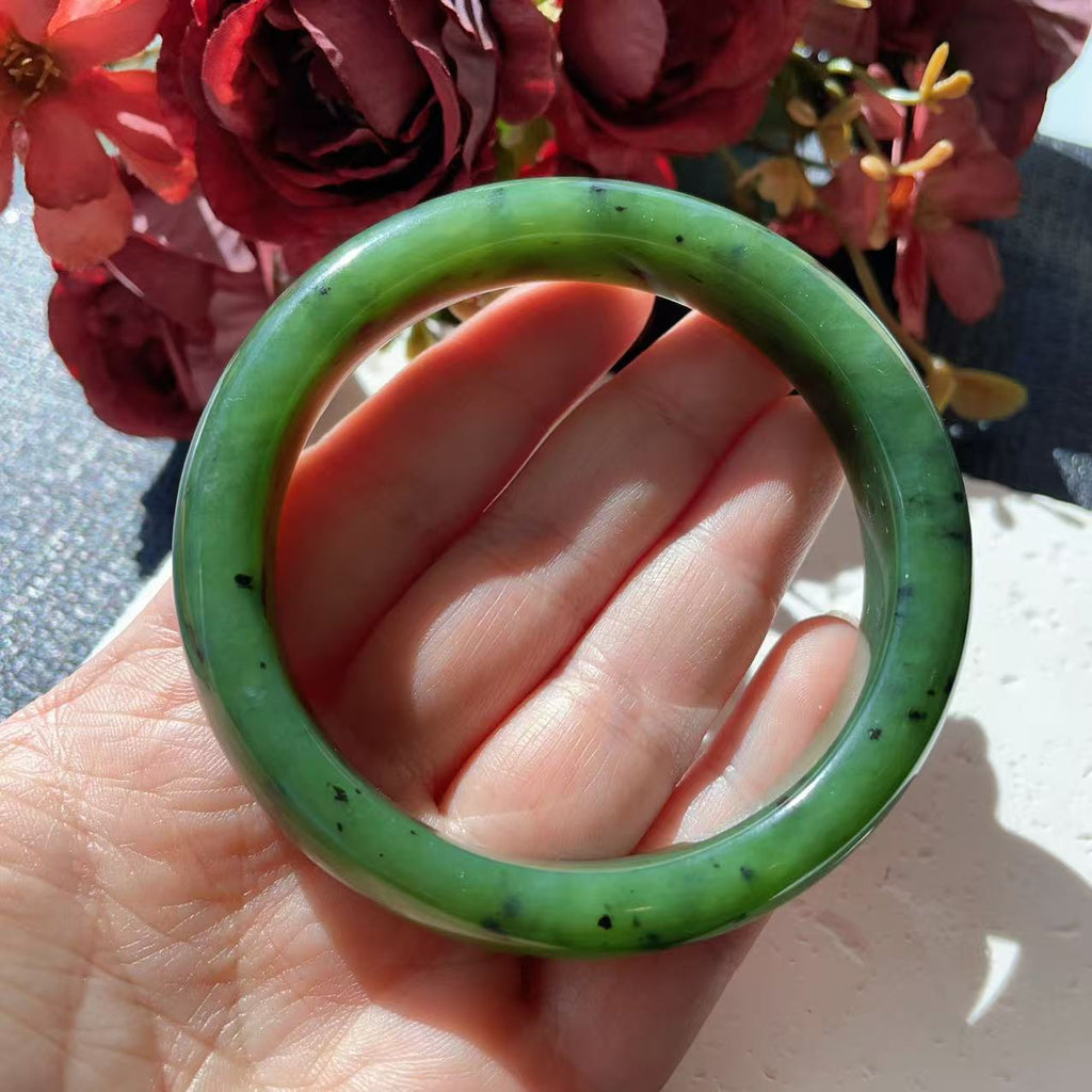 DEAL! Certified Natural Nephrite Jade Bangle Bracelet ,Rich Green Jade Bangle, Minor Flaws Size 57-58mm,  Jade Bracelet, Gift for Her