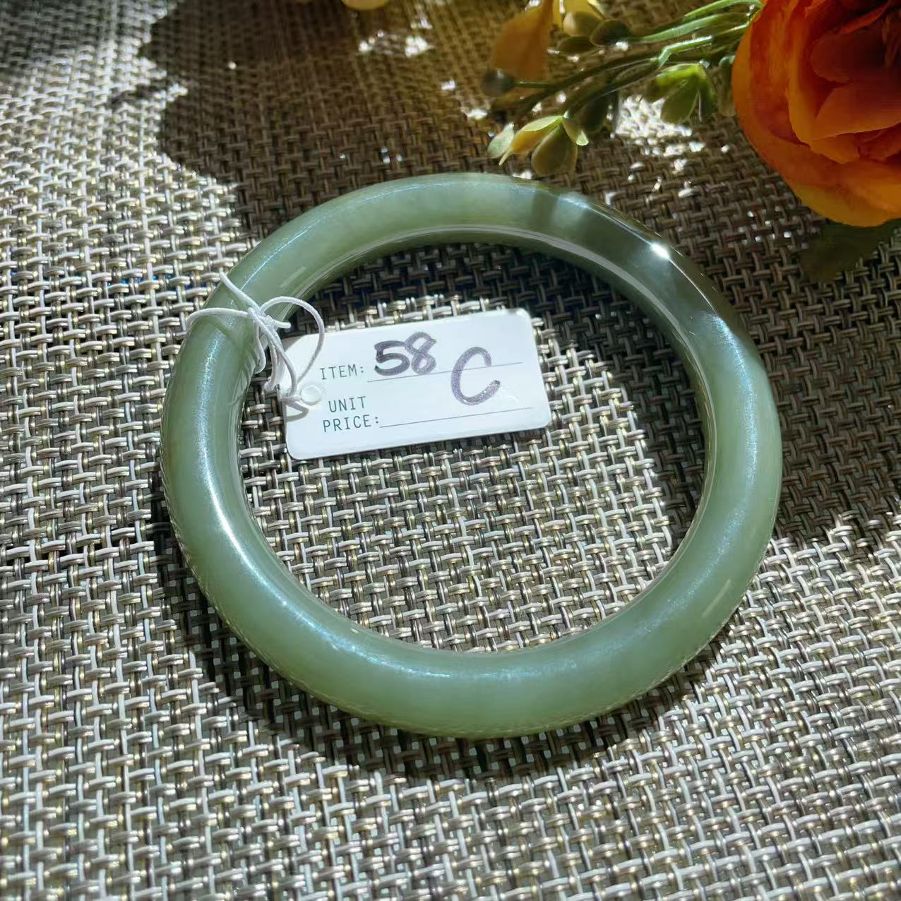 Certified Natural Green Jade Bangle, Lake Green Jade Bracelet, Size 57.5-58.5, Genuine Jade Jewelry, Minimalist Gift for Her