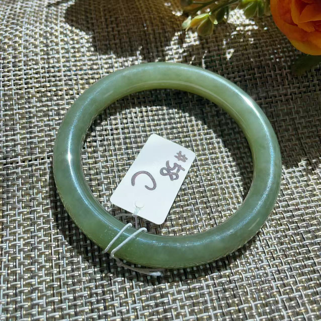 Certified Natural Green Jade Bangle, Lake Green Jade Bracelet, Size 57.5-58.5, Genuine Jade Jewelry, Minimalist Gift for Her