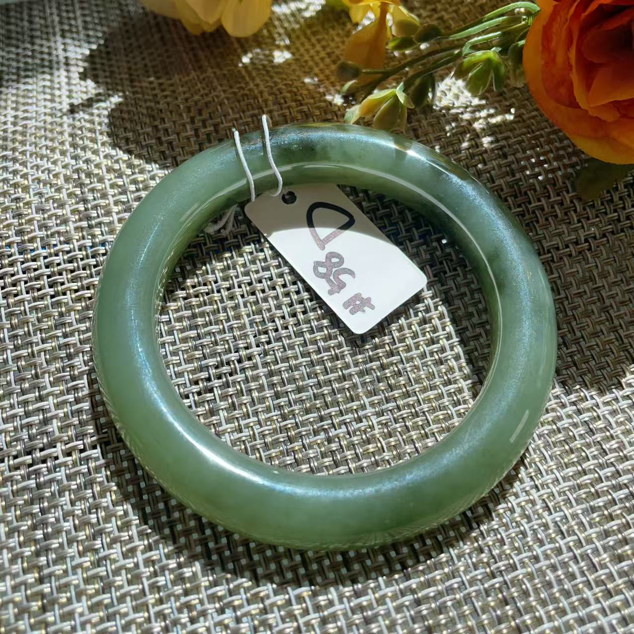 Certified Natural Green Jade Bangle, Lake Green Jade Bracelet, Size 57.5-58.5, Genuine Jade Jewelry, Minimalist Gift for Her