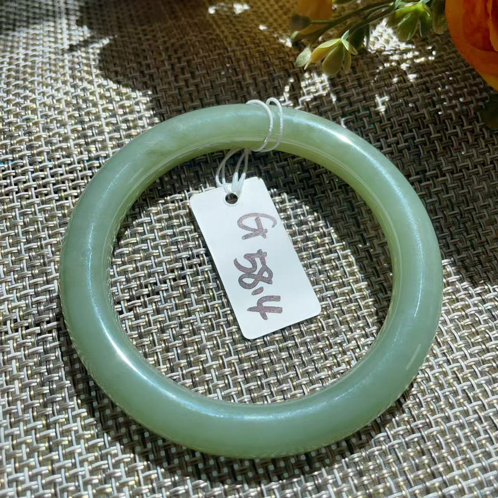 Certified Natural Green Jade Bangle, Lake Green Jade Bracelet, Size 57.5-58.5, Genuine Jade Jewelry, Minimalist Gift for Her
