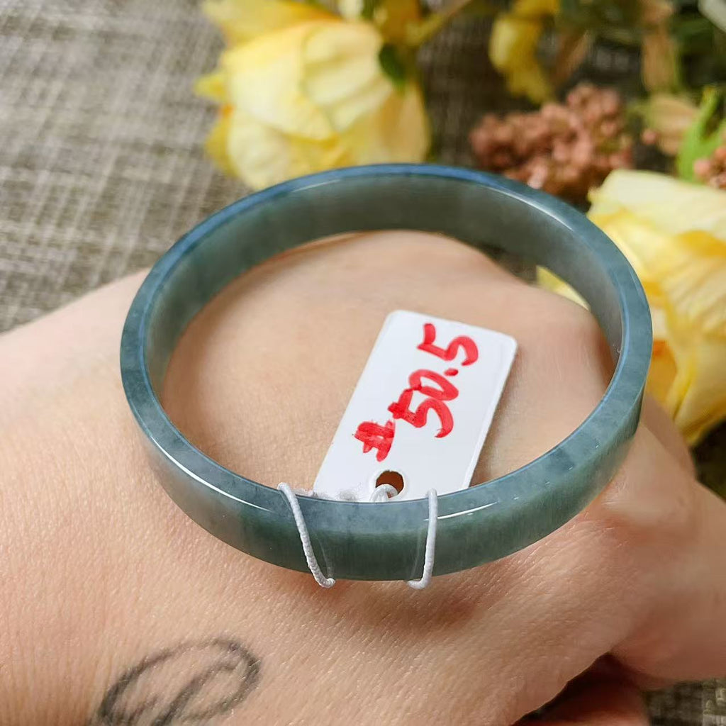 SALE! Certified Blue Jadeite XS Size Bangle Bracelet, Grade A Natural Jadeite Bangle, 50.5 XS Size Bangle