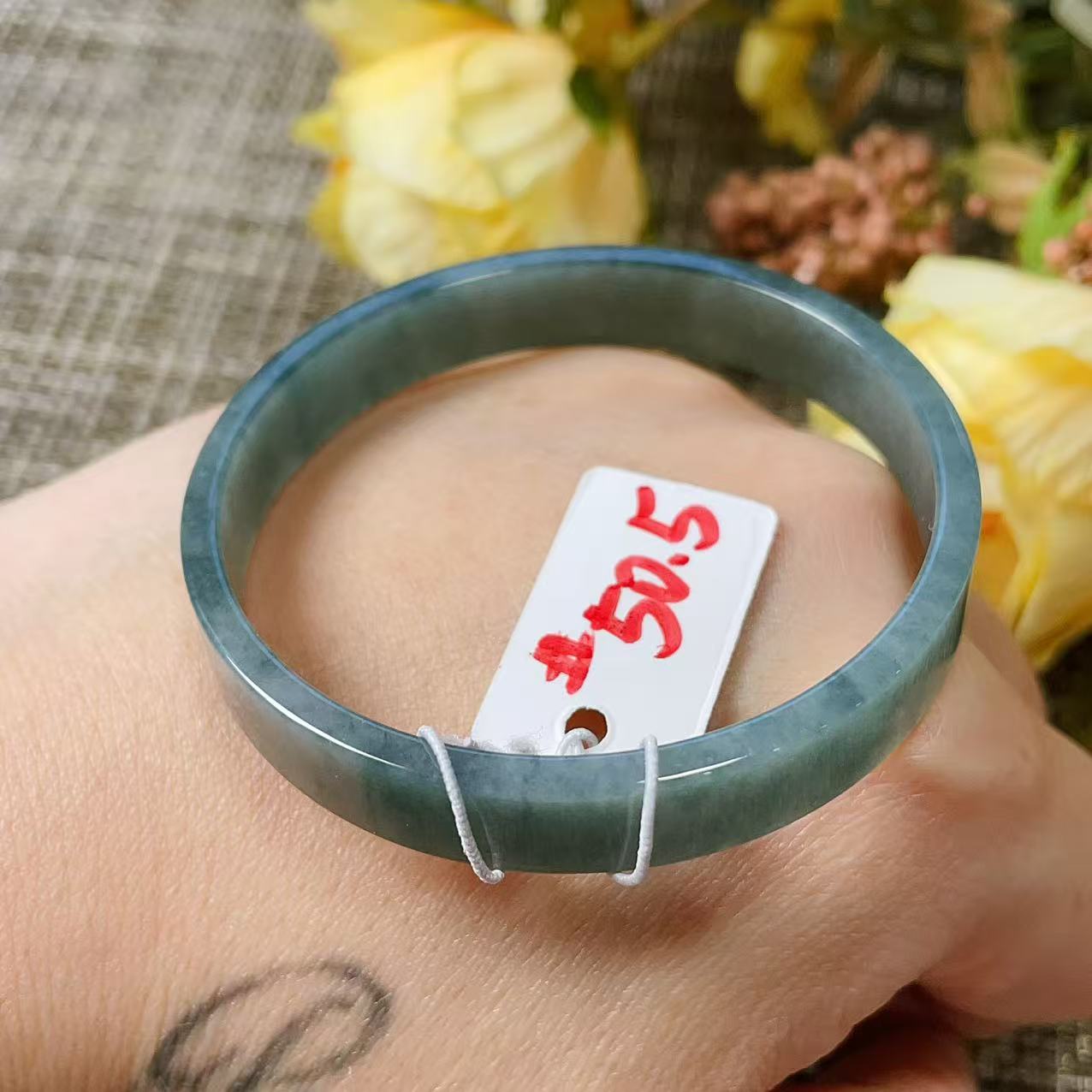 SALE! Certified Blue Jadeite XS Size Bangle Bracelet, Grade A Natural Jadeite Bangle, 50.5 XS Size Bangle