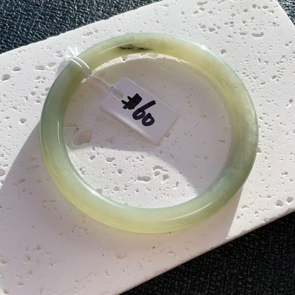 Deal! Natural Nephrite Jade Slim Bangle, Certified Jade Bangle,Spring Water Green ,Size 60–61