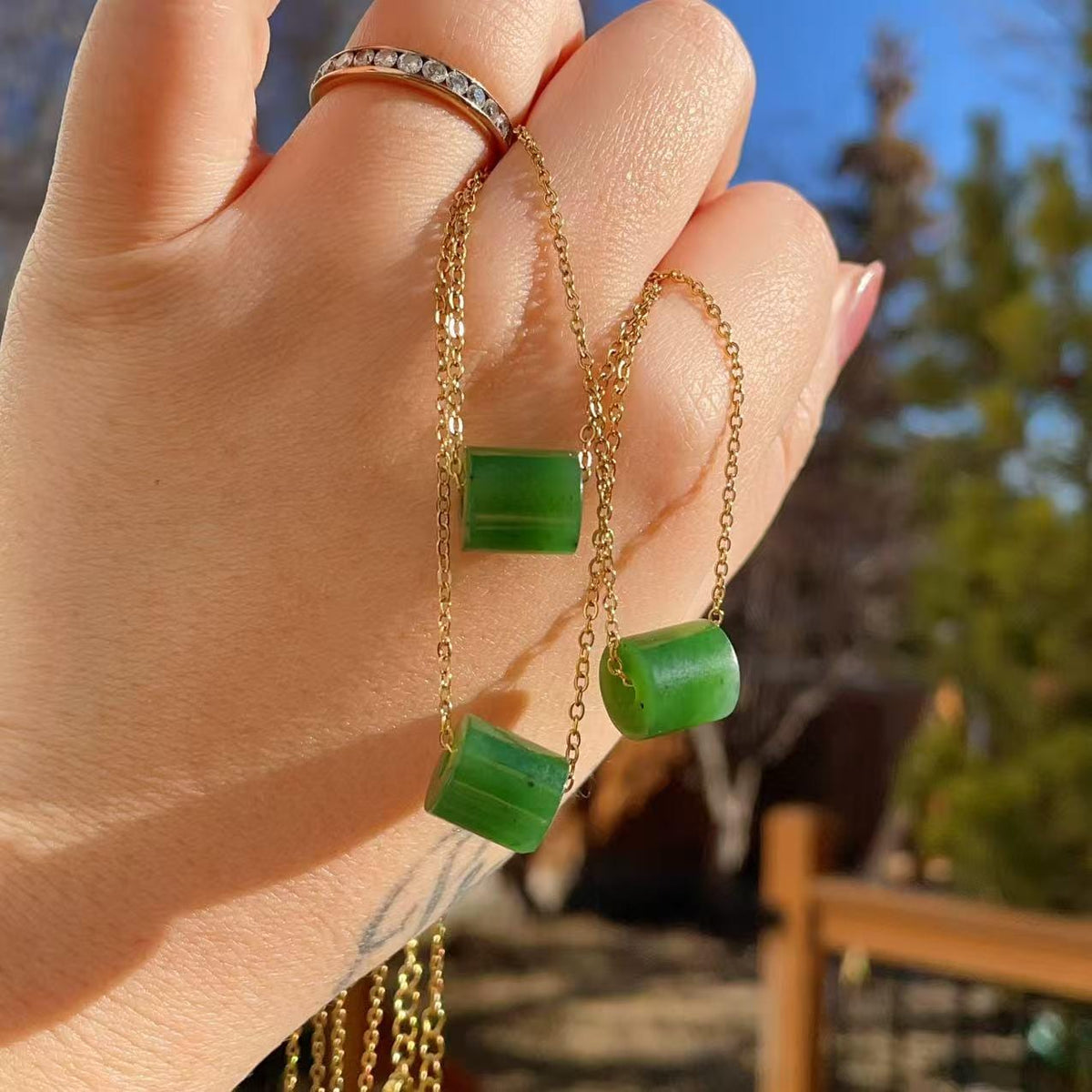 Certified Natural Green Jade Mini Pendant Necklace , Minimalist Lucky Charm Jade Jewelry, Green Jade Rolo Pendent