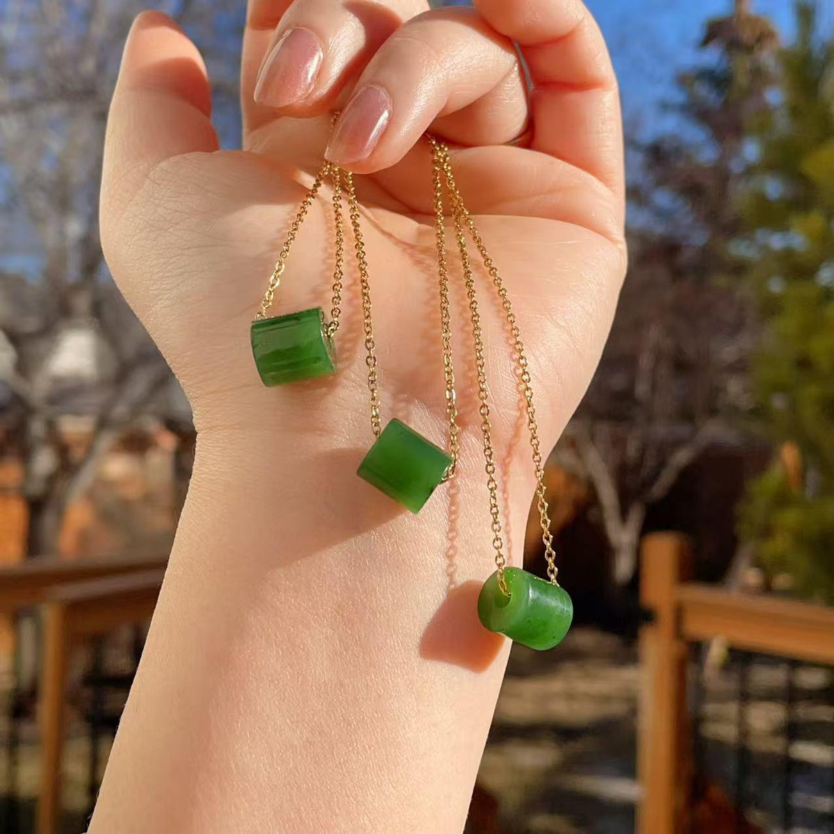 Certified Natural Green Jade Mini Pendant Necklace , Minimalist Lucky Charm Jade Jewelry, Green Jade Rolo Pendent