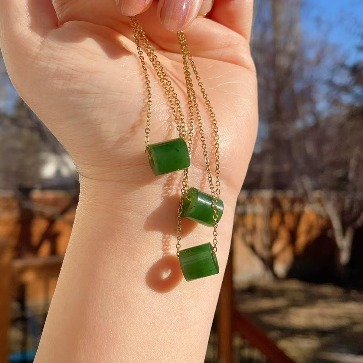 Certified Natural Green Jade Mini Pendant Necklace , Minimalist Lucky Charm Jade Jewelry, Green Jade Rolo Pendent
