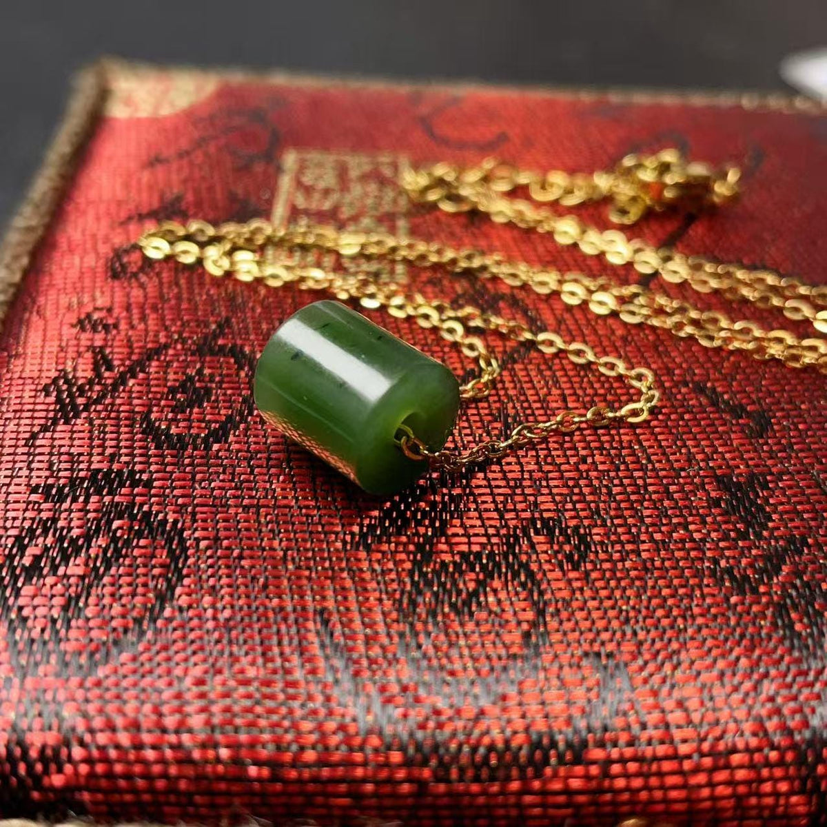 Certified Natural Green Jade Mini Pendant Necklace , Minimalist Lucky Charm Jade Jewelry, Green Jade Rolo Pendent
