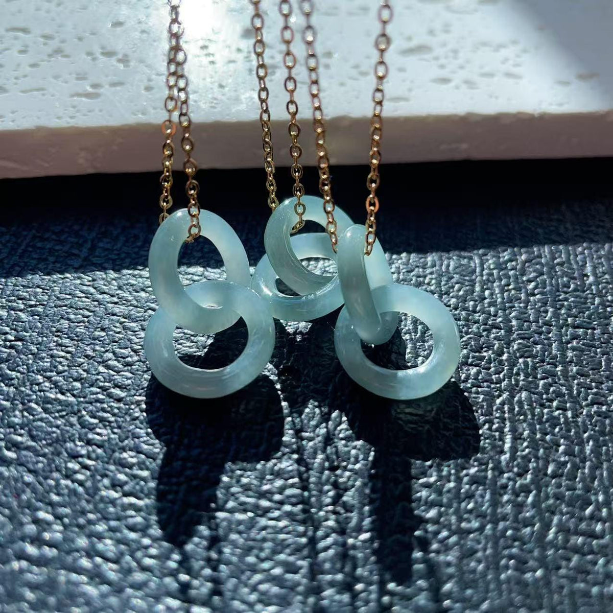 Natural Blue Jadeite Double Ring Necklace, Minimalist Jadeite Pendant , Real Jadeite infinitiy Pendent, Iced Jade Pendent