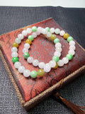 Certified Natural Jadeite Beaded Bracelet, 8mm Multi Color Grade A Jadeite Bracelet, Natural Green Jadeite, Real Jade Bracelet