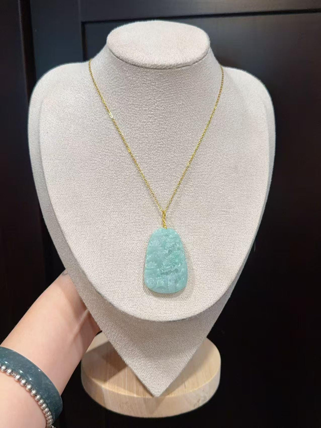Certified Natural Jadeite ,Landscape Pendant Necklace (Grade A), Green Jadeite Pendent Necklace, Real Jadeite Tag Pendent