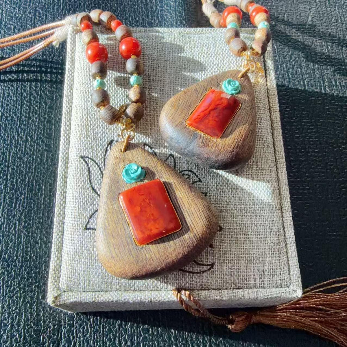 Certified Natural Red Agate , Sandalwood Pendant Necklace, Handcraft High Grade Agate Pendent , Red Agate, Gemstone Pendent
