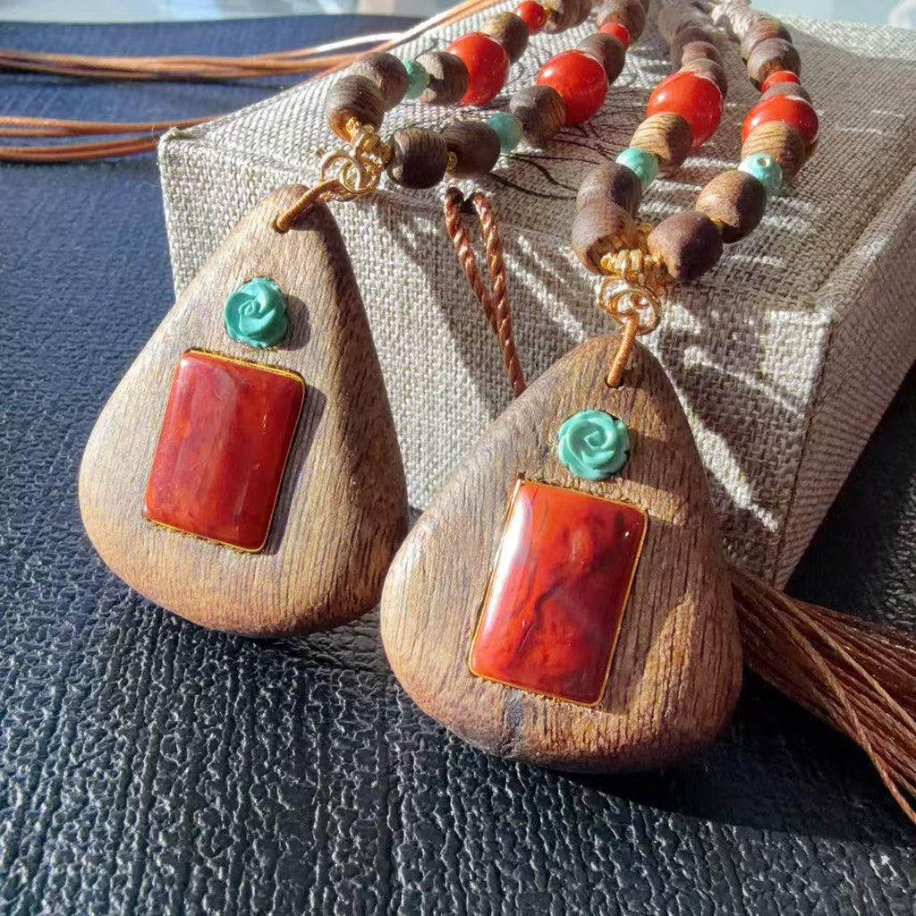 Certified Natural Red Agate , Sandalwood Pendant Necklace, Handcraft High Grade Agate Pendent , Red Agate, Gemstone Pendent