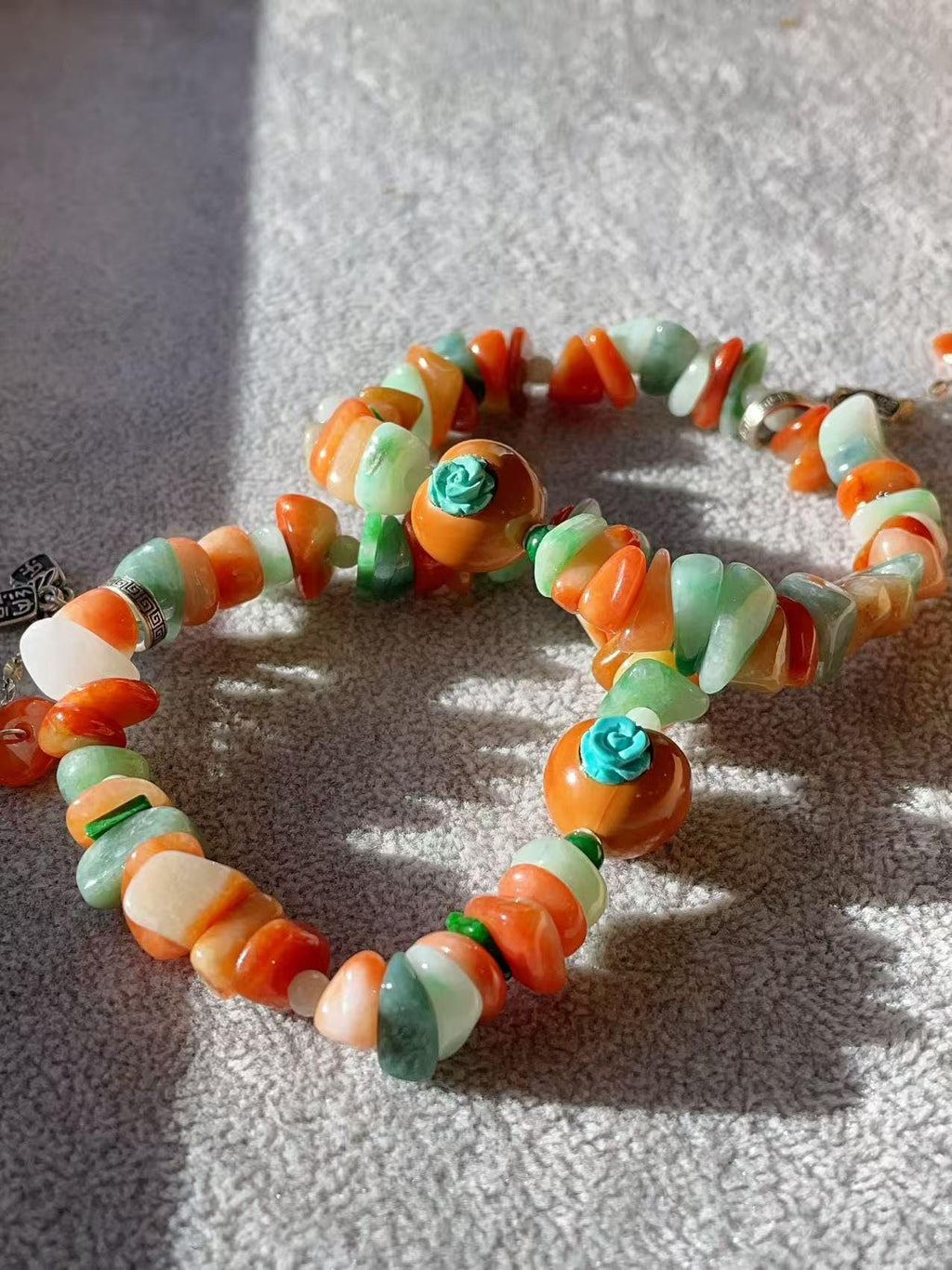Certified Natural Multi-Stone Jadeite Bracelet , Genuine Type-A Jadeite , 10–12mm Chips Jadeite, Real Jade Bracelet