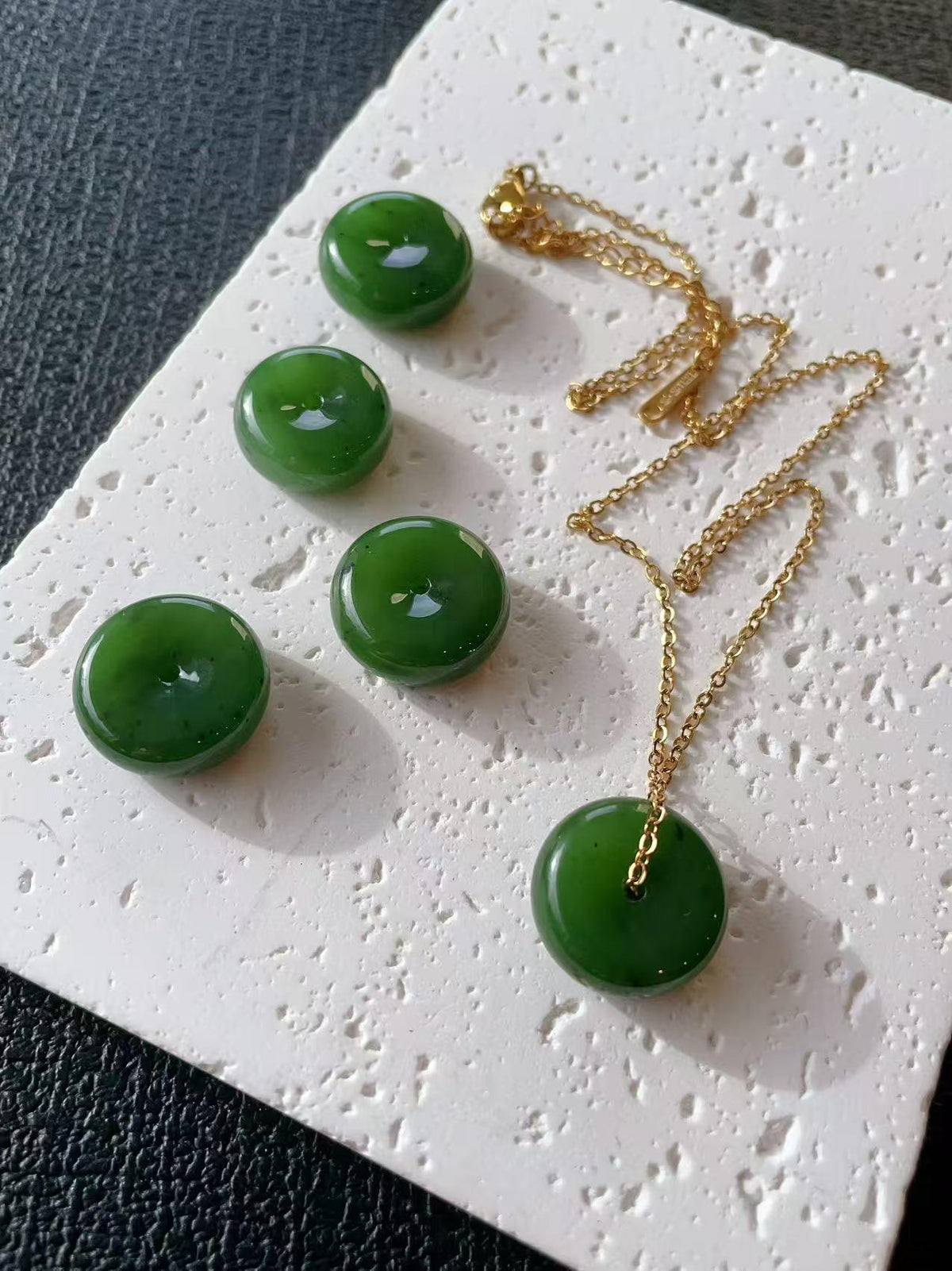 Certified Minimalist Green Jade Donut Pendent Necklace, Nephrite Jade Pendent, Rich Green Jade Jewelry, Jade Gift