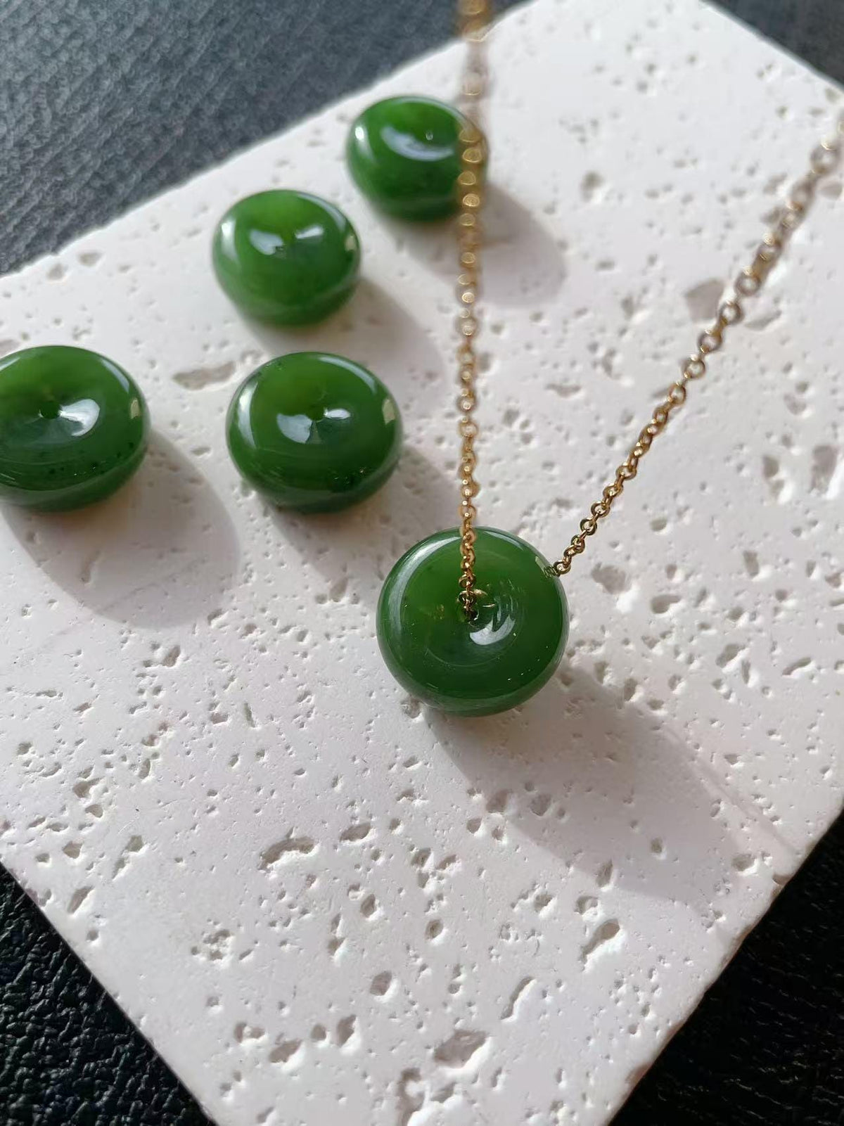Certified Minimalist Green Jade Donut Pendent Necklace, Nephrite Jade Pendent, Rich Green Jade Jewelry, Jade Gift