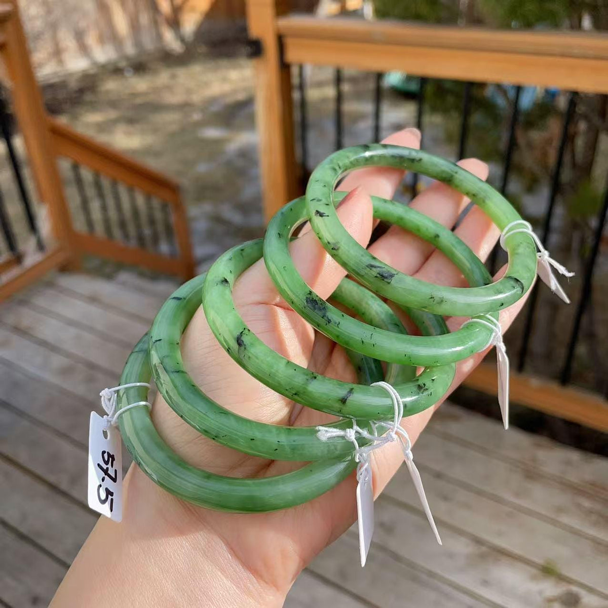 DEAL！Certified Natural Nephrite Jade Slim Bangle, 55-58 Size Minimalist Bangle Bracelet, Green Jade Bangle, Real Jade Bangle Bracelet