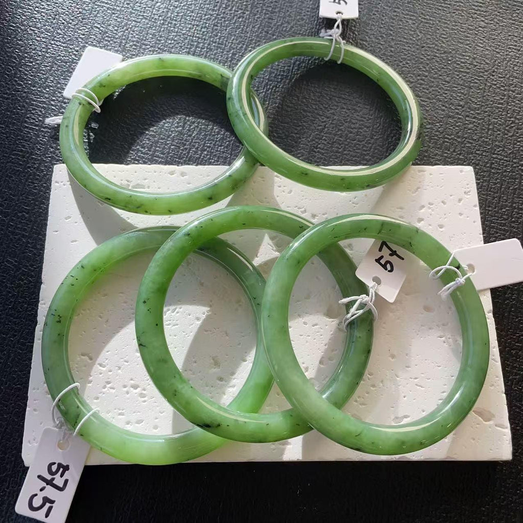 DEAL！Certified Natural Nephrite Jade Slim Bangle, 55-58 Size Minimalist Bangle Bracelet, Green Jade Bangle, Real Jade Bangle Bracelet