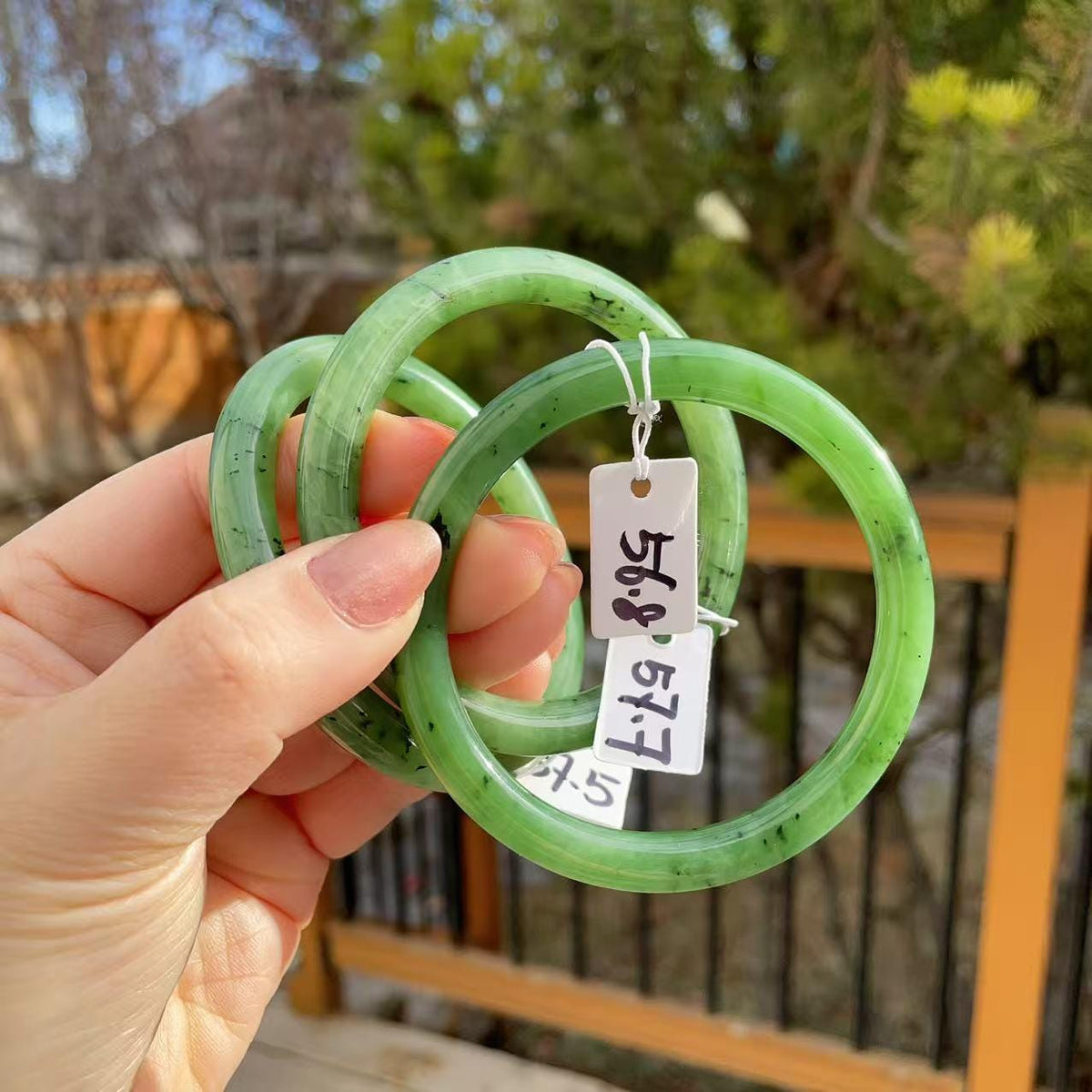 DEAL！Certified Natural Nephrite Jade Slim Bangle, 55-58 Size Minimalist Bangle Bracelet, Green Jade Bangle, Real Jade Bangle Bracelet