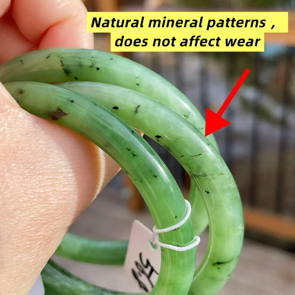DEAL！Certified Natural Nephrite Jade Slim Bangle, 55-58 Size Minimalist Bangle Bracelet, Green Jade Bangle, Real Jade Bangle Bracelet