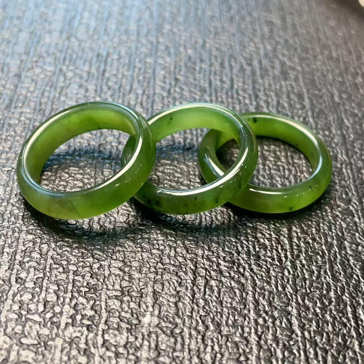 Certified Natural Dark Green Jade Ring, Jade Band, Minimalist Nephrite Jade Ring 5-9 Size , Nephrite Jade Ring,Jade Jewelry
