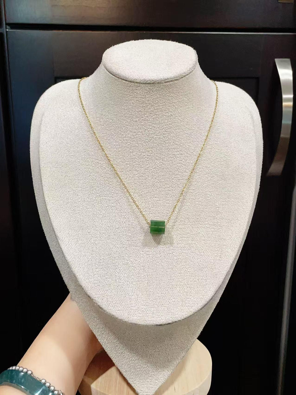 Certified Natural Green Jade Mini Pendant Necklace , Minimalist Lucky Charm Jade Jewelry, Green Jade Rolo Pendent