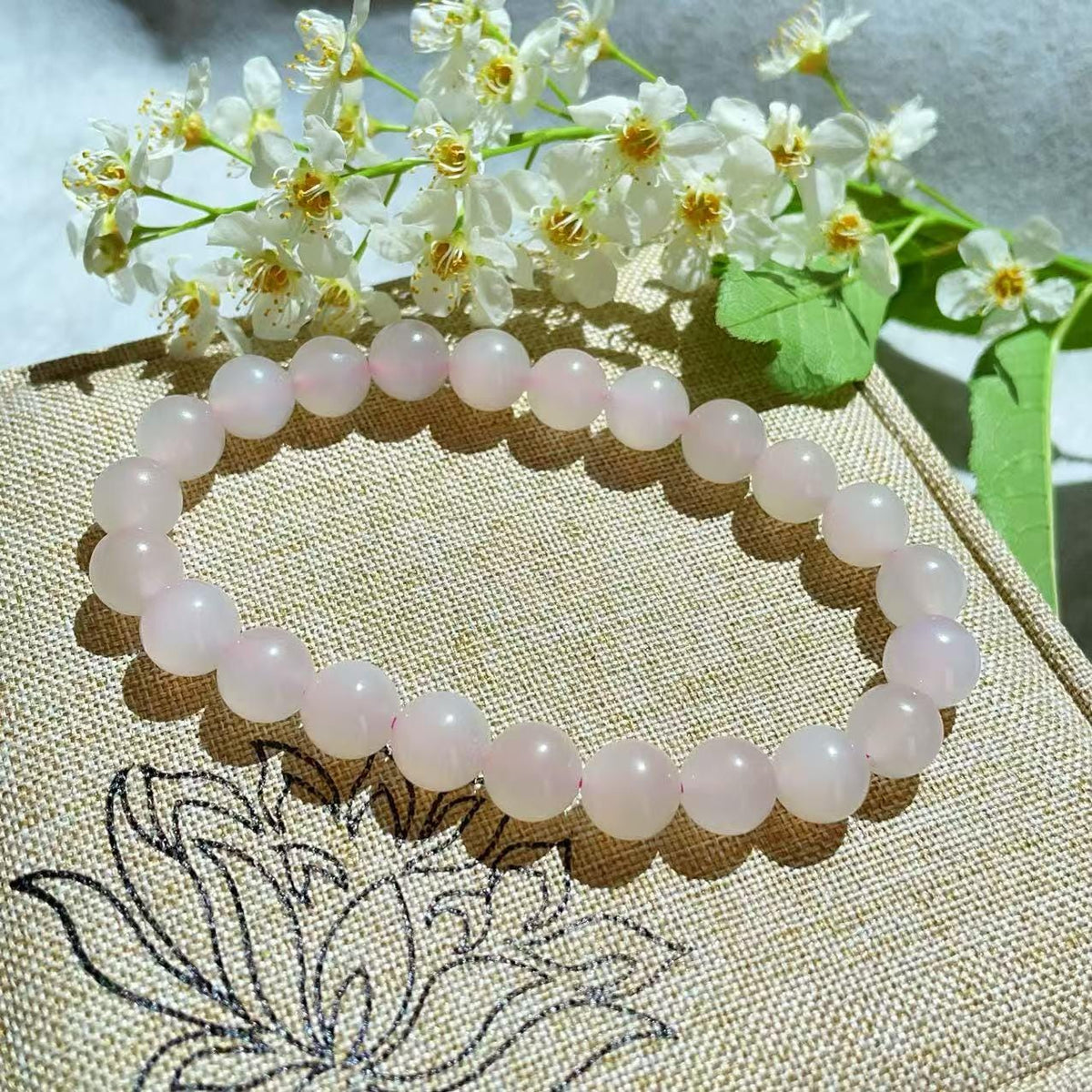 Natural Pink Jade Bracelet， 6mm Beads Size 5-8 Inch Jade Bracelet ，Icy Translucent ，Minimalist Jewelry， Gift for Her
