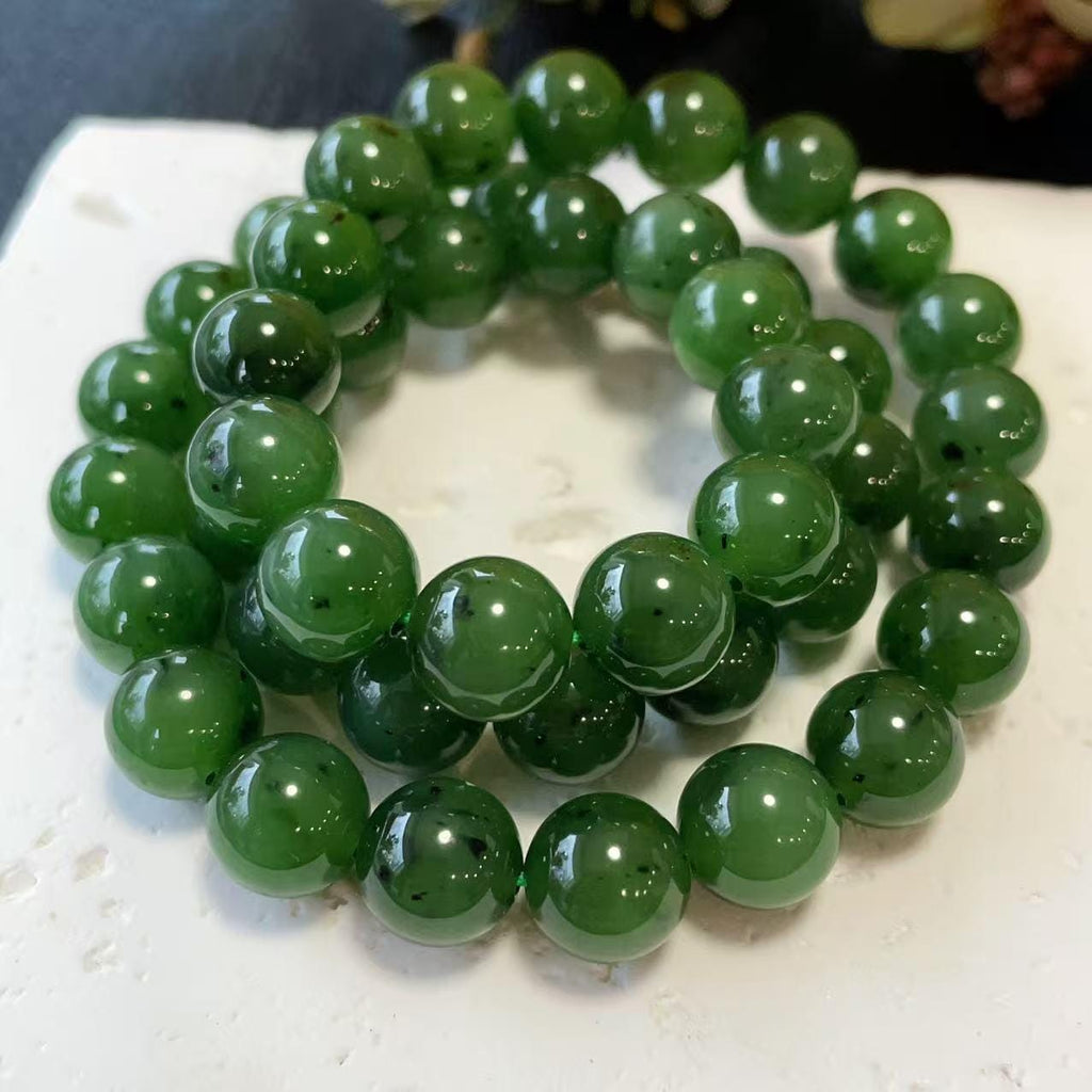 Certified Natural Green Jade 10mm Necklace, Rich Green Beaded Jade Necklace, Minimalist Jade Chain, 10mm Nephrite Green Jade