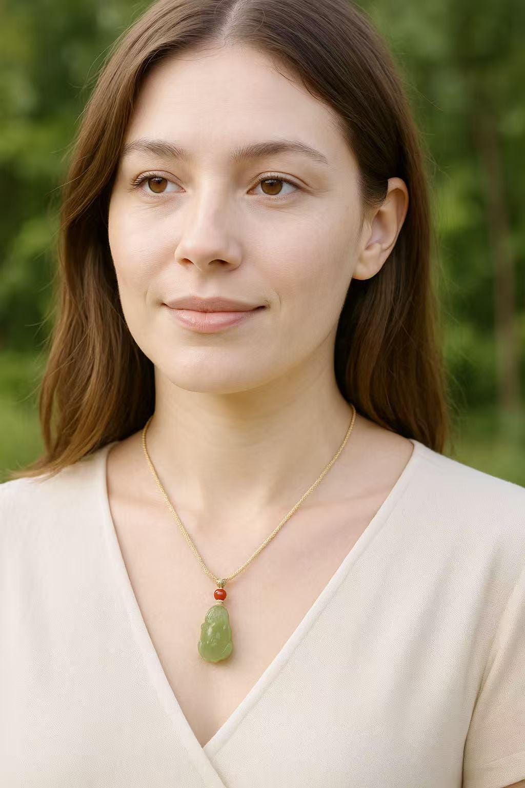 Natural Jade Pixiu Pendant Necklace ，Adjustable Chain 26" ， Icy Translucent Green Jade Amulet ， Wealth & Protection Talisman Gift