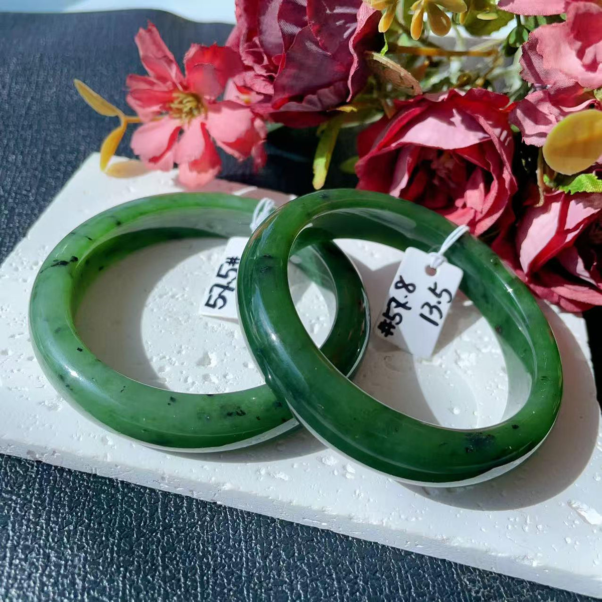 Certified Natural Nephrite Jade Bangle Bracelet ,Rich Green Jade Bangle,Size 57-58mm, Classic Round Jade Bracelet, Gift for He