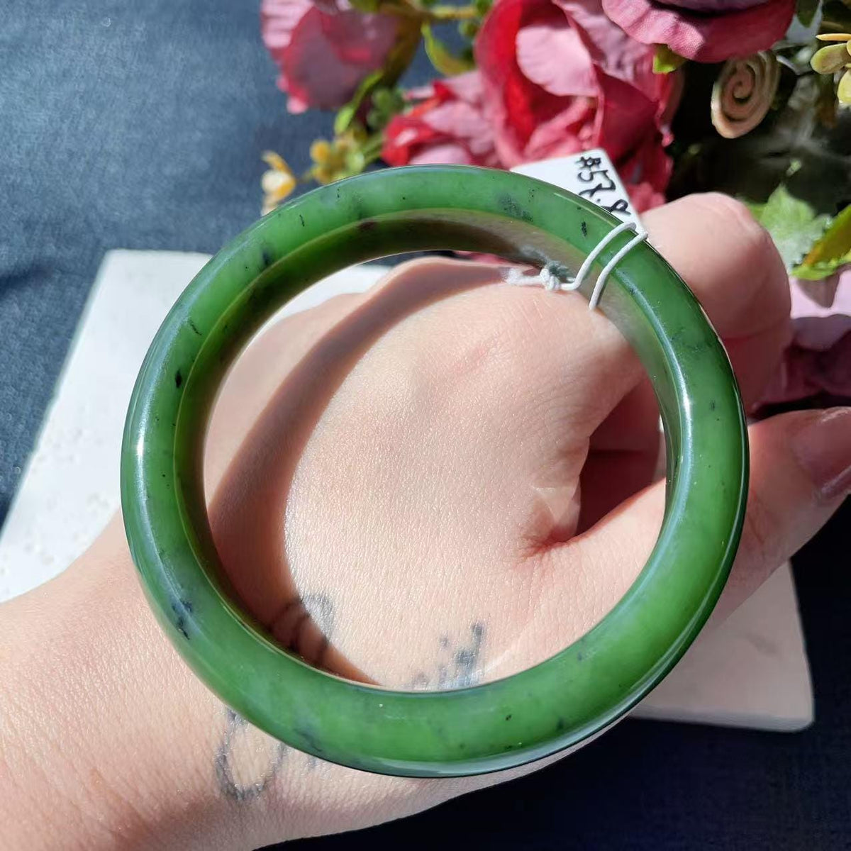 Certified Natural Nephrite Jade Bangle Bracelet ,Rich Green Jade Bangle,Size 57-58mm, Classic Round Jade Bracelet, Gift for He