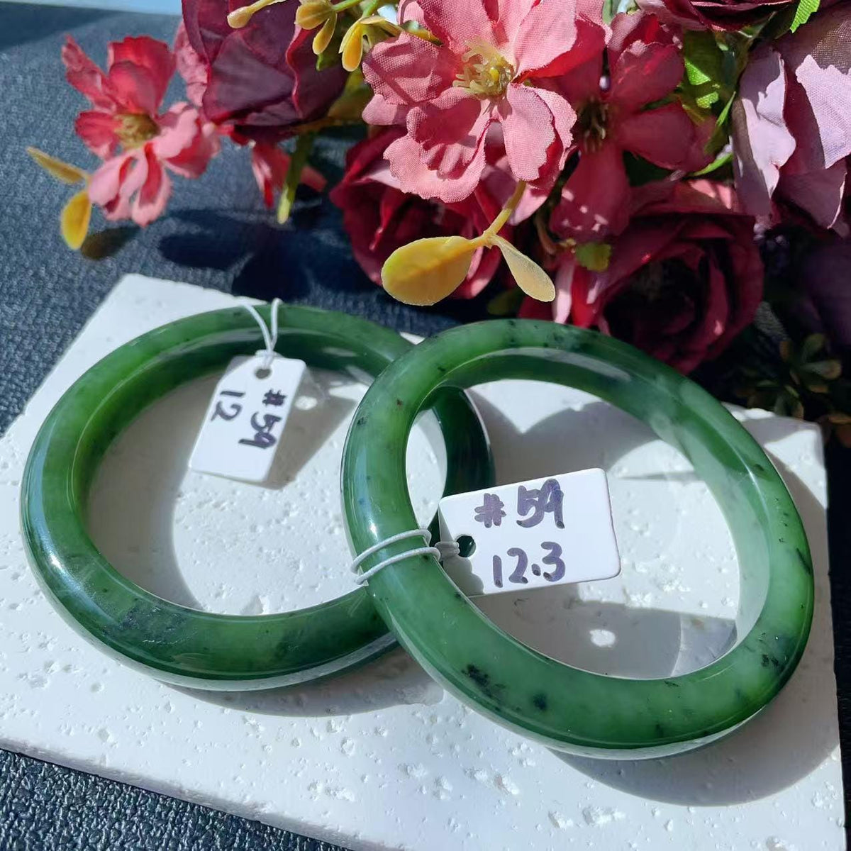 Certified Natural Nephrite Jade Bangle Bracelet ,Rich Green Jade Bangle,Size 59mm, Classic Round Jade Bracelet, Gift for He