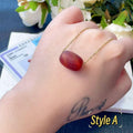 Natural Red Agate Pendant Necklace ,Matte Barrel Bead ,Adjustable Gold Chain ,Handmade Minimal Jewelry Gift