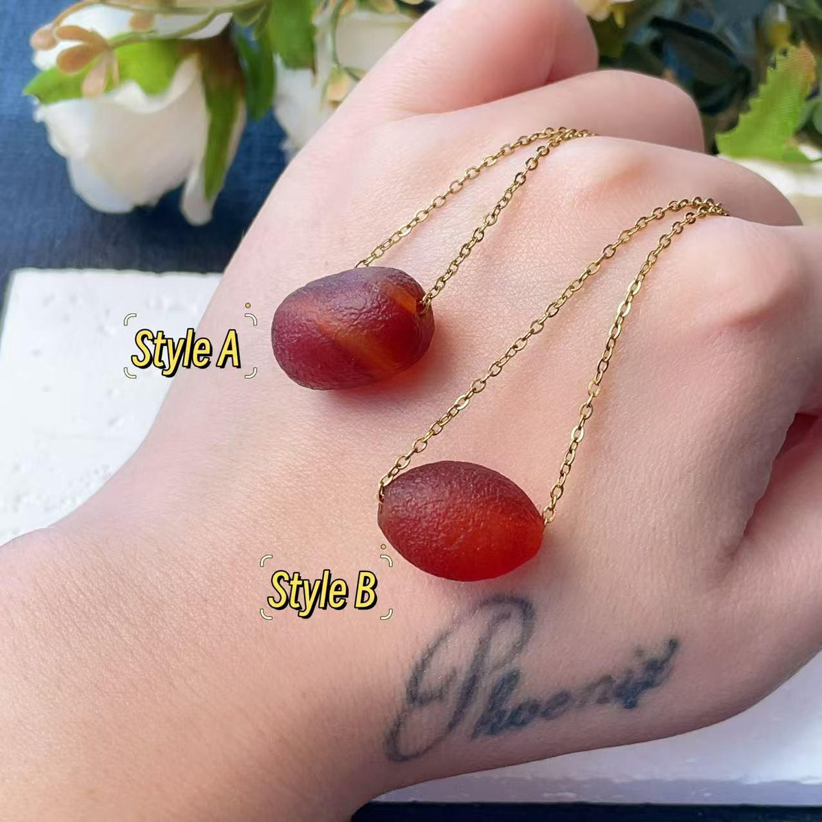 Natural Red Agate Pendant Necklace ,Matte Barrel Bead ,Adjustable Gold Chain ,Handmade Minimal Jewelry Gift