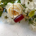 Natural Red Agate Long Barrel Pendant Necklace , Matte Tube Bead ,Adjustable Gold Chain ,Minimalist Statement Jewelry