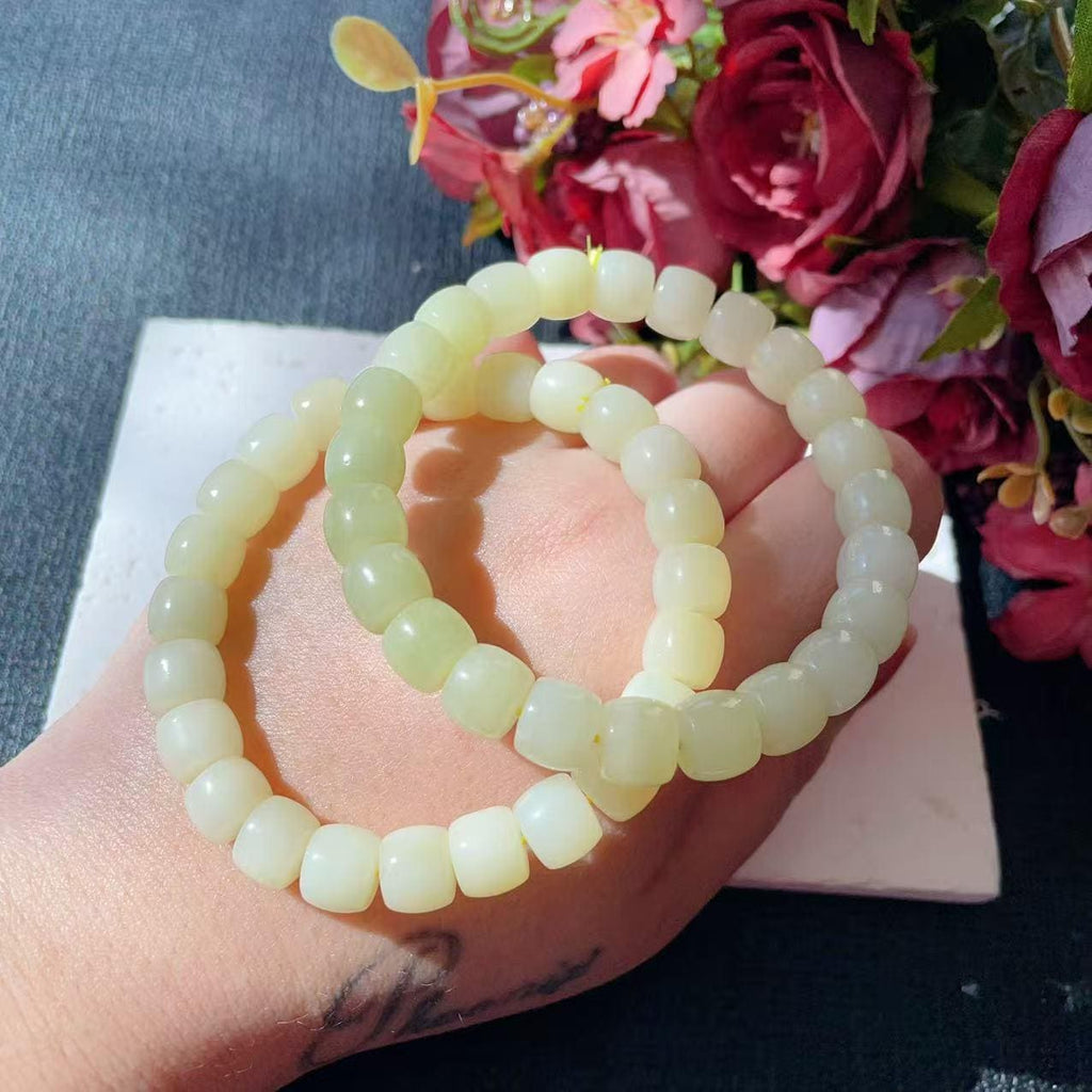 Natural Yellow Jade Bracelet ,9mm Beads Certified Bracelet, Real Yellow Jade Beaded Bracelet,Natural Jade Gift