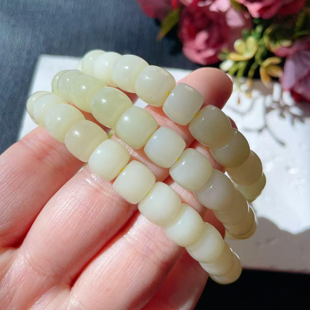 Natural Yellow Jade Bracelet ,9mm Beads Certified Bracelet, Real Yellow Jade Beaded Bracelet,Natural Jade Gift
